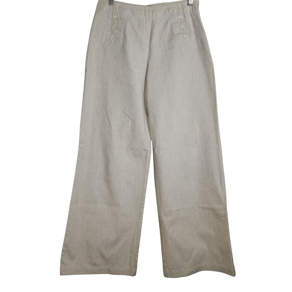 Vintage Izaac Mizrahi For Target 100% Cotton Wide Leg Beige Pants Size 6